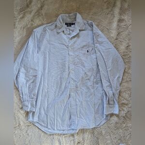 Ralph Lauren Men's Light Blue Striped Button Down Shirt